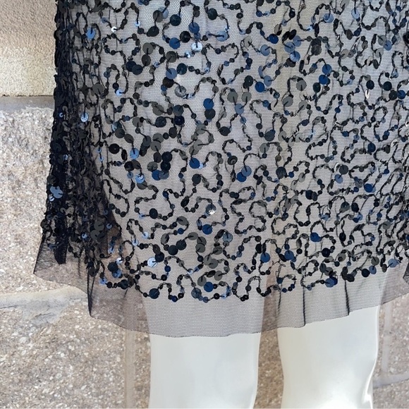 Wet Seal Black Sleeveless Sequins Mini Overlay Dress Size L - Picture 4 of 10